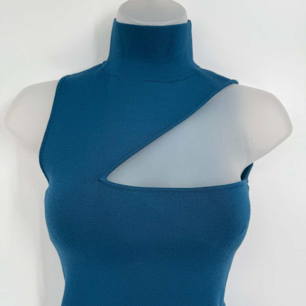 Alice + Olivia Kiki Blue-green mock neck Cutout Tank  Size Small Sleeveless - Picture 4 of 9